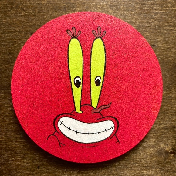 Dining | Spongebob Squarepants Mr Krabs Face Painted Cork Coaster ...